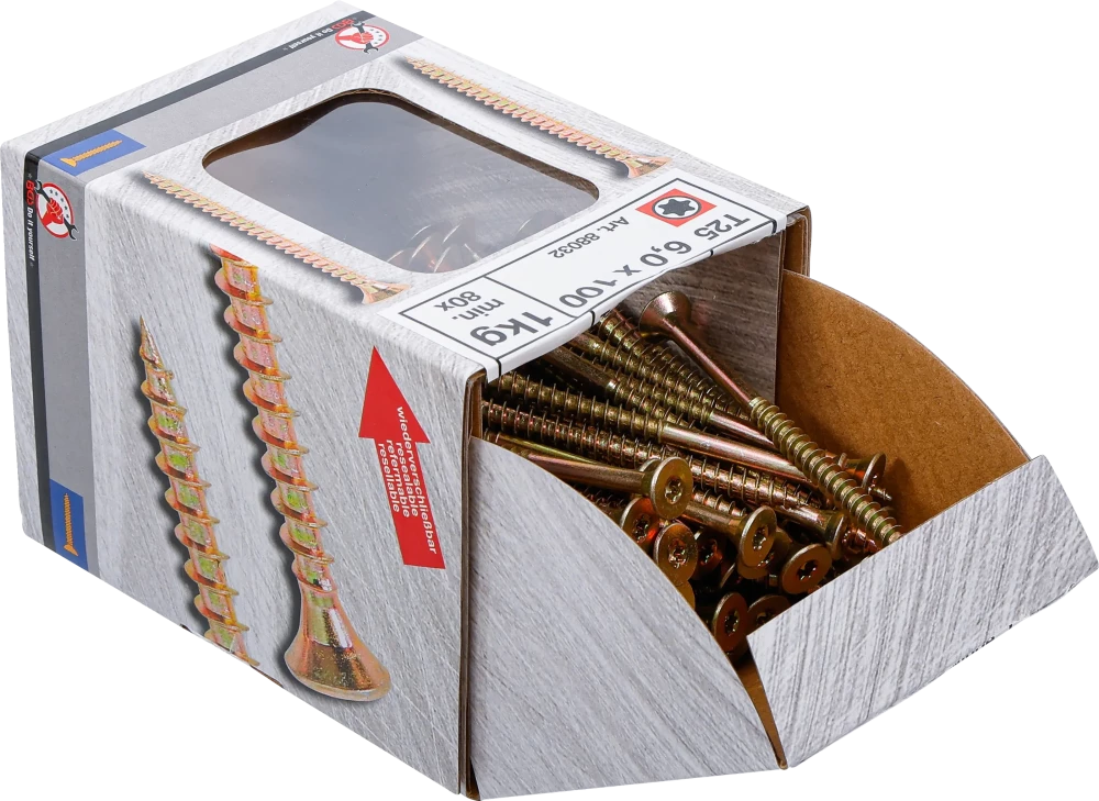Univerzális csavarok | T-profil (Torx) T25 | 6,0 x 100 mm  | 1 kg / 80 db