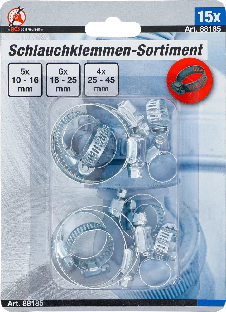 Tömlőbilincs-készlet | Ø 10 - 45 mm | 15 darabos