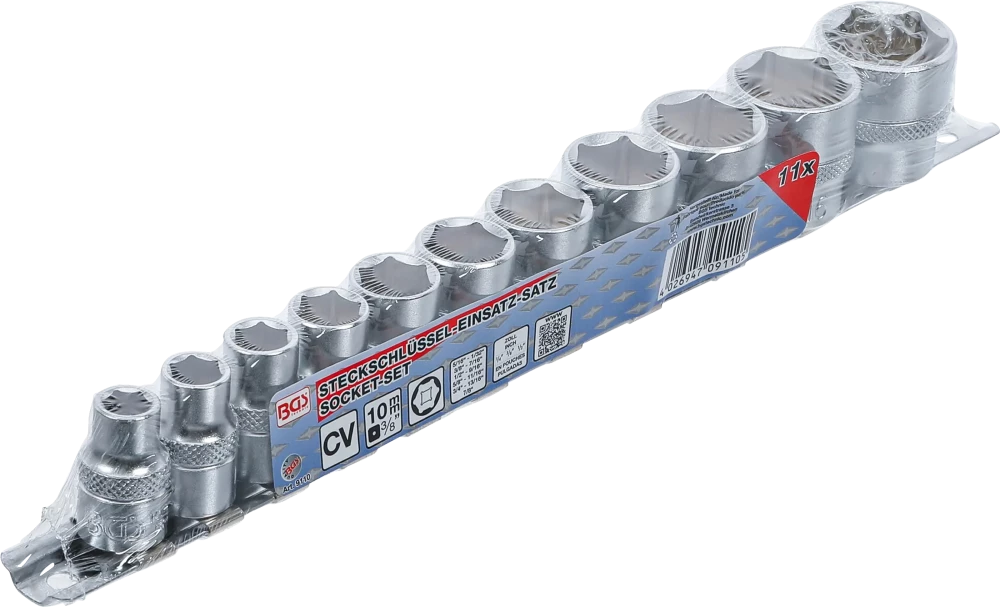 Dugókulcskészlet, hatszögletű | 10 mm (3/8") | 5/16" - 7/8" | 11 darabos