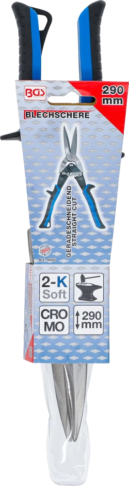 Lemezolló | egyenesen vágó | extra hosszú vágóélek | 290 mm