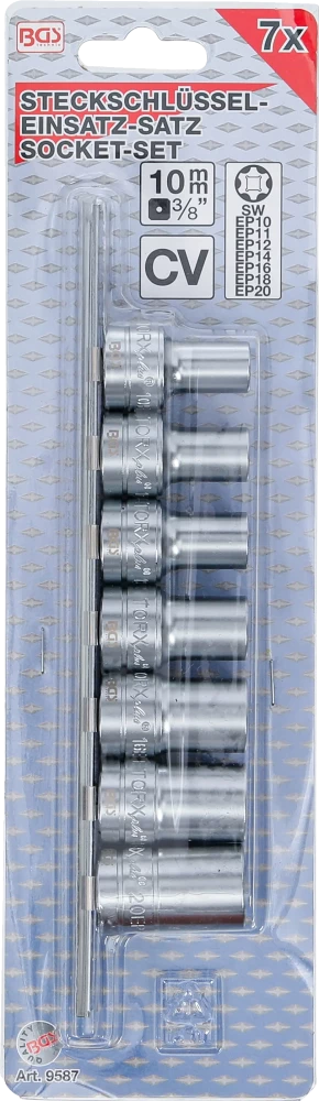 Dugókulcskészlet, T-profil Plus (Torx Plus) | 10 mm (3/8") | 10EP - 20EP | 7 darabos