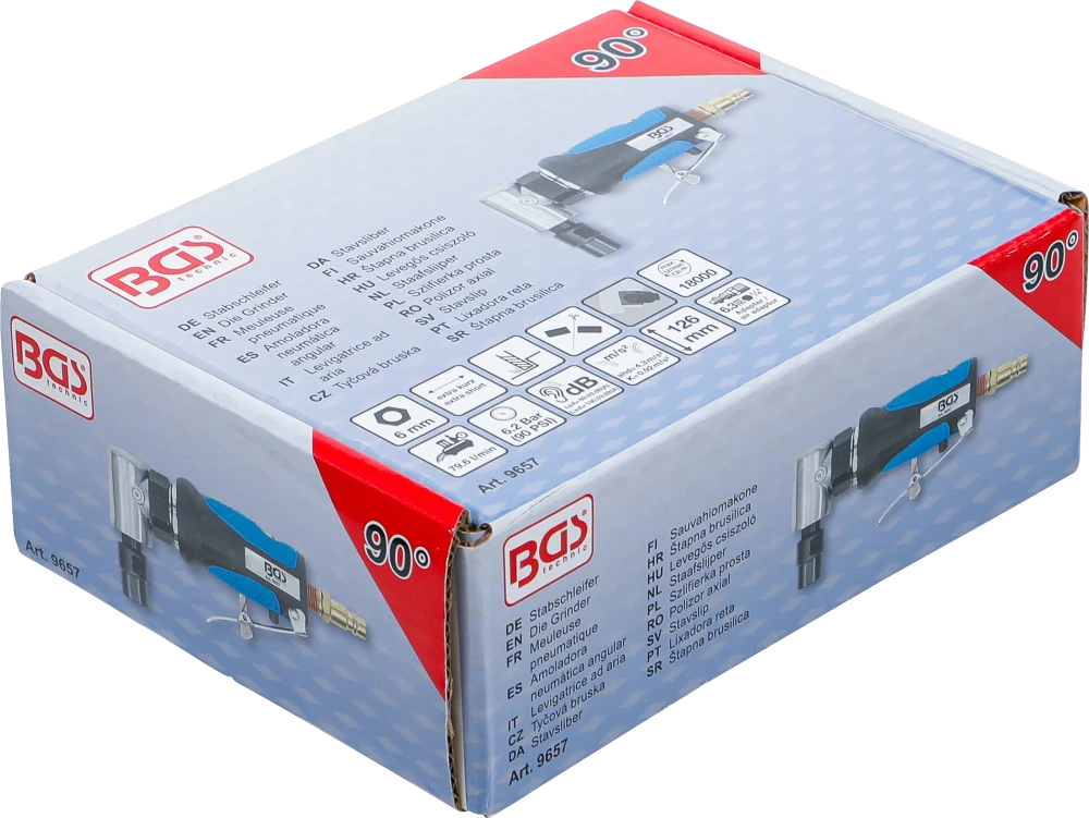 Levegős csiszoló | extra rövid | 90°-ban hajlított | 126 mm