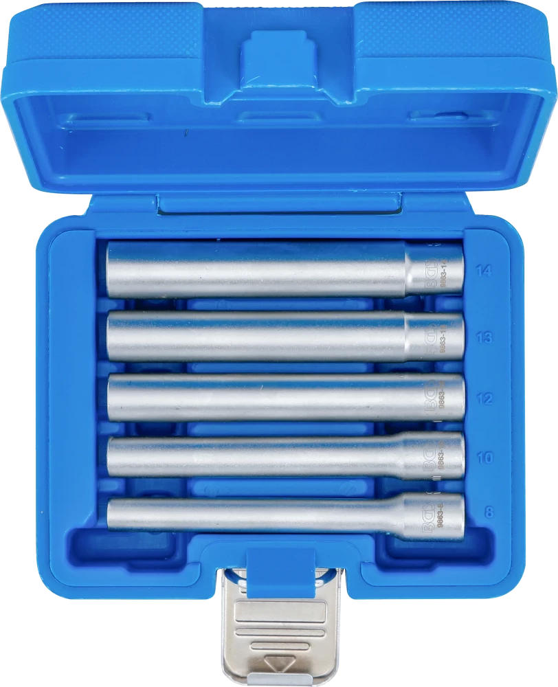 Dugókulcskészlet, hatszögletű, extra mély | 10 mm (3/8") | 8 - 14 mm | 5 darabos