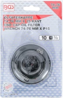 Olajszűrőkulcs | 15 élű | Ø 74 - 76 mm | Audi, Ford, Mercedes-Benz, Opel, VW