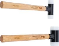 Műanyag kalapács készlet | Hickory nyéllel | visszaütésmentes | Ø 30 / 45 mm | 300 / 550 g | 2 darabos