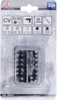 Behajtófej készlet biztosítócsavarokhoz | külső hatszögletű kulcsnyílású hajtás 6,3 mm (1/4") | 33 darabos