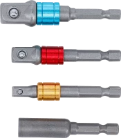 Adapterkészlet fúrógépekhez | színes | Külső hatszögletű kulcsnyílású hajtás 6,3 mm (1/4") | 6,3 mm (1/4"), 10 mm (3/8"), 12,5 mm (1/2"), Belső hatszögletű 6,3 mm (1/4") | 4 darabos