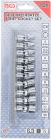 Csuklós dugókulcskészlet | 6,3 mm (1/4") | 5 - 13 mm | 10 darabos