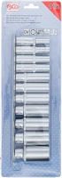 Dugókulcskészlet, hatszögletű, mély | 10 mm (3/8") | coll méretek | 11 darabos