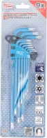Derékszögű kulcs készlet | T-profil (Torx) / T-profil (Torx) T10 furattal - T50 | 9 darabos