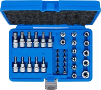 Behajtófej- és dugókulcsbetét-készlet | 10 mm (3/8") | T-profil (Torx) | 34 darabos