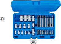 Behajtófej- és dugókulcskészlet | E-profil / T-profil (Torx) | 30 darabos