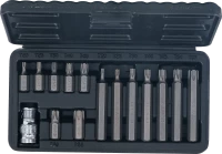 Behajtófej készlet | külső hatszögletű kulcsnyílású hajtás 10 mm (3/8") | T-profil (Torx) | 15 darabos