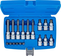 Behajtófej-készlet | 6,3 mm (1/4") / 12,5 mm (1/2") | T-profil (Torx) furattal | 18 darabos