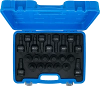 Levegős dugókulcskészlet | 20 mm (3/4") | belső hatszögletű, T-profil (Torx) | 22 darabos