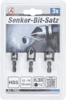 Süllyesztő bit készlet | HSS | 6,3 mm (1/4") | 12 - 16 - 19 mm | 3 darabos