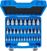 Behajtófej-készlet | 6,3 mm (1/4") / 10 mm (3/8") / 12,5 mm (1/2") | Belső hatszögletű 2 - 19 mm / 1/4 - 9/16" | Metrikus és coll méretek | 32 darabos