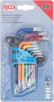 Derékszögű kulcs készlet | több színű | rövid | T-profil (Torx) T10 - T50 | 9 darabos