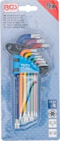 Derékszögű kulcs készlet | több színű | T-profil (Torx) T10 - T50 | 9 darabos