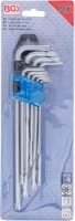 Derékszögű kulcs készlet | extra hosszú | T-profil (Torx) T10 - T50 | 9 darabos