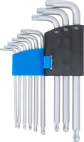 Derékszögű kulcs készlet | T-profil (Torx) gömbfejes | T10 - T50 | 9 darabos
