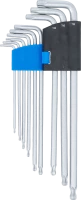 Derékszögű kulcs készlet | extra hosszú | T-profil (Torx) gömbfejes | T10 - T50 | 9 darabos