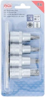 Behajtófej-készlet | 12,5 mm (1/2") | T-profil (Torx) T40 furattal - T55 | 4 darabos