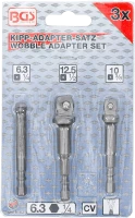 Fúrógép-billentő adapter készlet | Külső hatszögletű 6,3 mm (1/4") | 3 darabos
