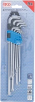 Derékszögű kulcs készlet | extra hosszú + extra rövid | T-profil (Torx) T10 - T50 | 9 darabos