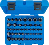 Behajtófej- és dugókulcs-készlet | E-profil / T-profil (Torx) / T-profil (Torx) furattal / TP-profil (Torx plus) | 52 darabos
