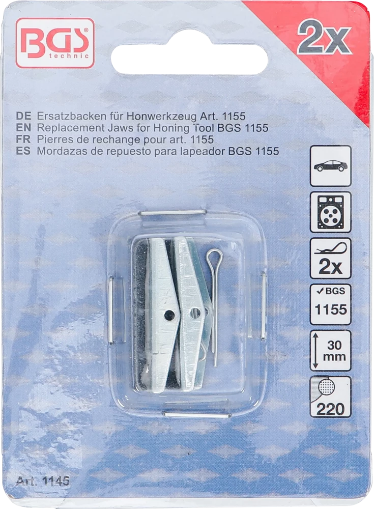 Tartalék szorítópofák honolószerszámhoz BGS 1155 | 30 mm-es pofák | K 220 | 2 darabos