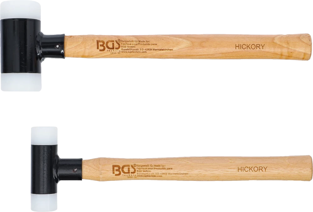 Műanyag kalapács készlet | Hickory nyéllel | visszaütésmentes | Ø 30 / 45 mm | 300 / 550 g | 2 darabos