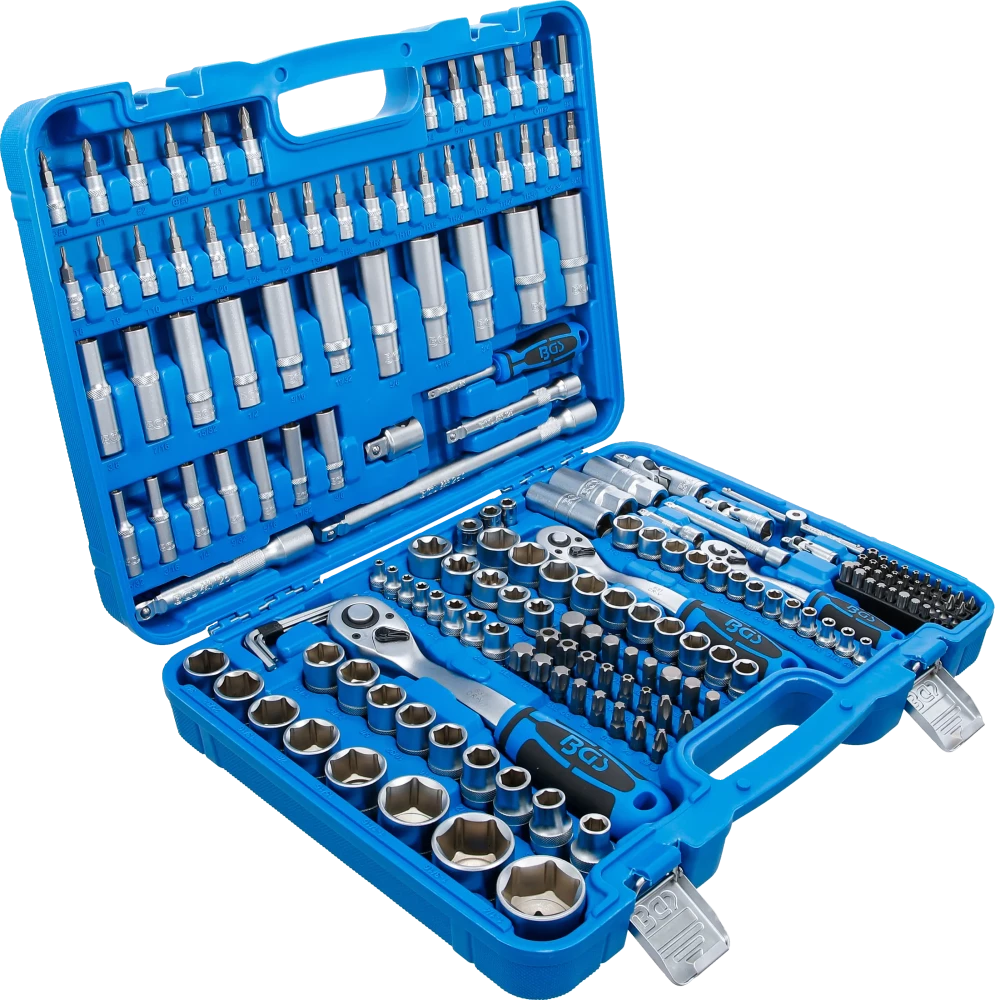 Dugókulcskészlet, hatszögletű | 6,3 mm (1/4") / 10 mm (3/8") / 12,5 mm (1/2") | coll méretek | 192 darabos