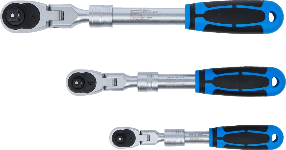 Racsnis kulcs készlet | kihúzható, hajlítható | 6,3 mm (1/4") - 10 mm (3/8") - 12,5 mm (1/2") | 3 darabos