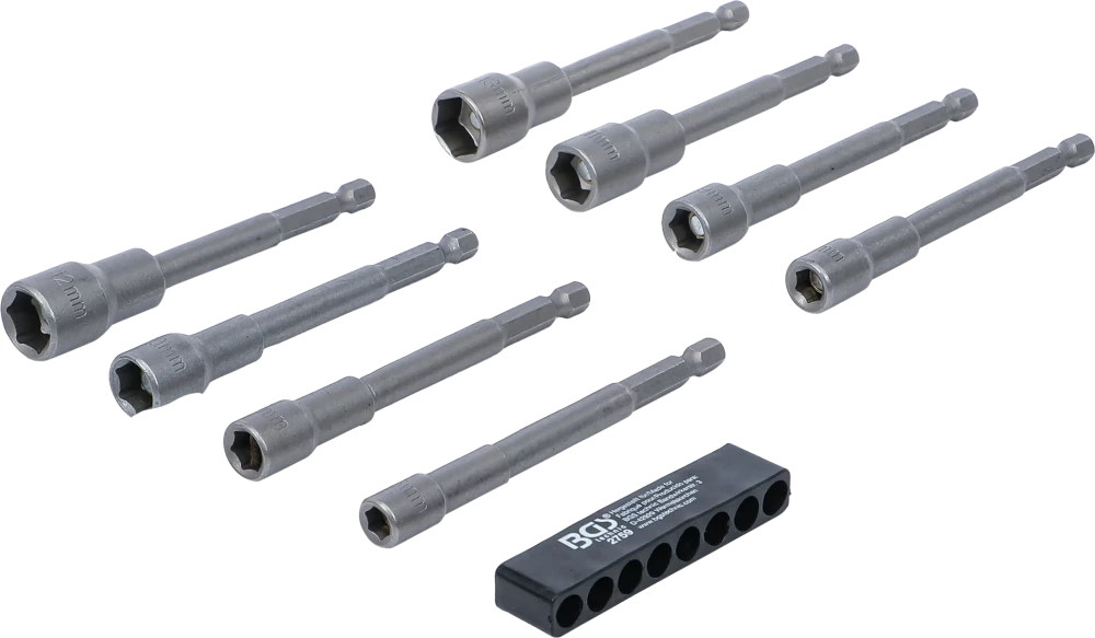 Dugókulcskészlet, hatszögletű | extra hosszú | Külső hatszögletű 6,3 mm (1/4") | Fúrógépek | 6 - 13 mm | 8 darabos