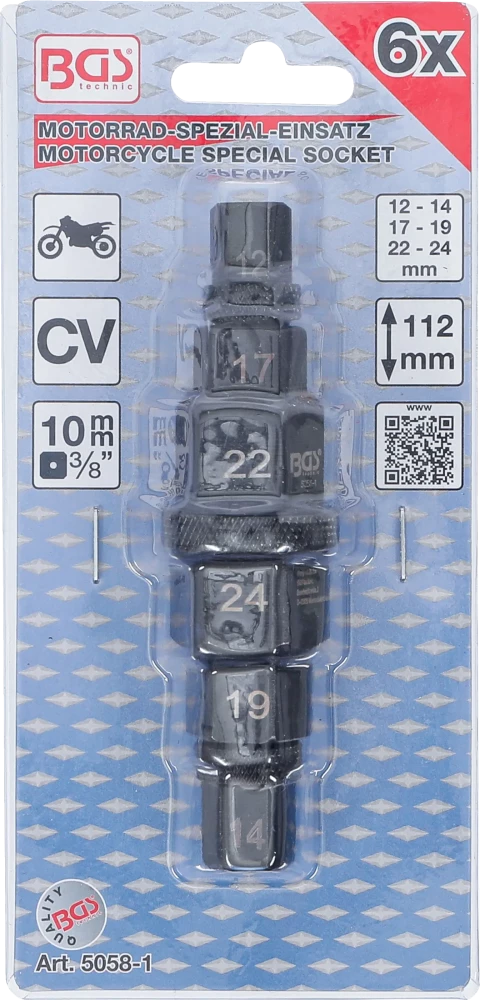 Motorkerékpár speciális betét | 10 mm (3/8") | 12 - 24 mm