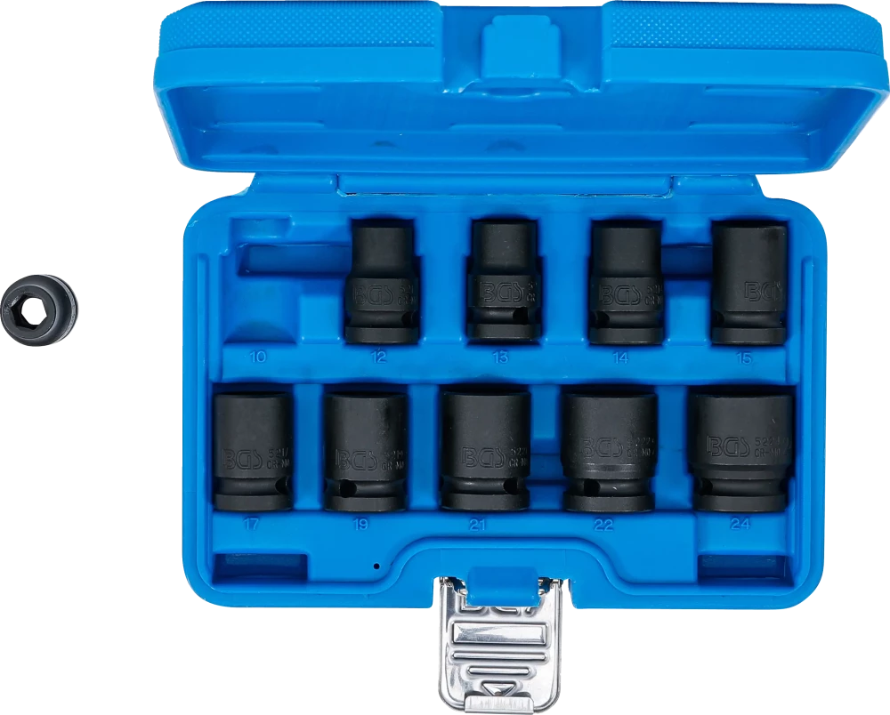 Levegős dugókulcskészlet hatszögletű | 12,5 mm (1/2") | 10 - 24 mm | 10 darabos