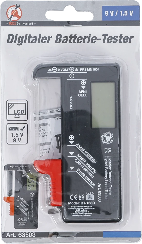 Digitális akkuvizsgáló | 1,5 V / 9 V