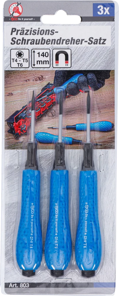 Műszerész csavarhúzó készlet | T-profil (Torx) T4 / T5 / T6 | 3 darabos