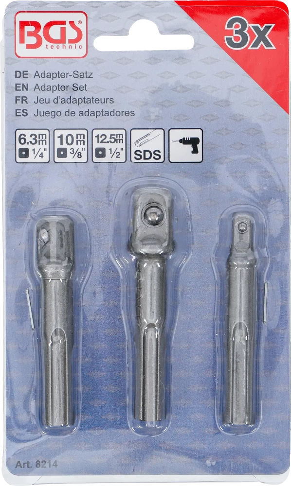Adapterkészlet | SDS - 6,3 mm (1/4"), 10 mm (3/8"), 12,5 mm (1/2") | 3 darabos