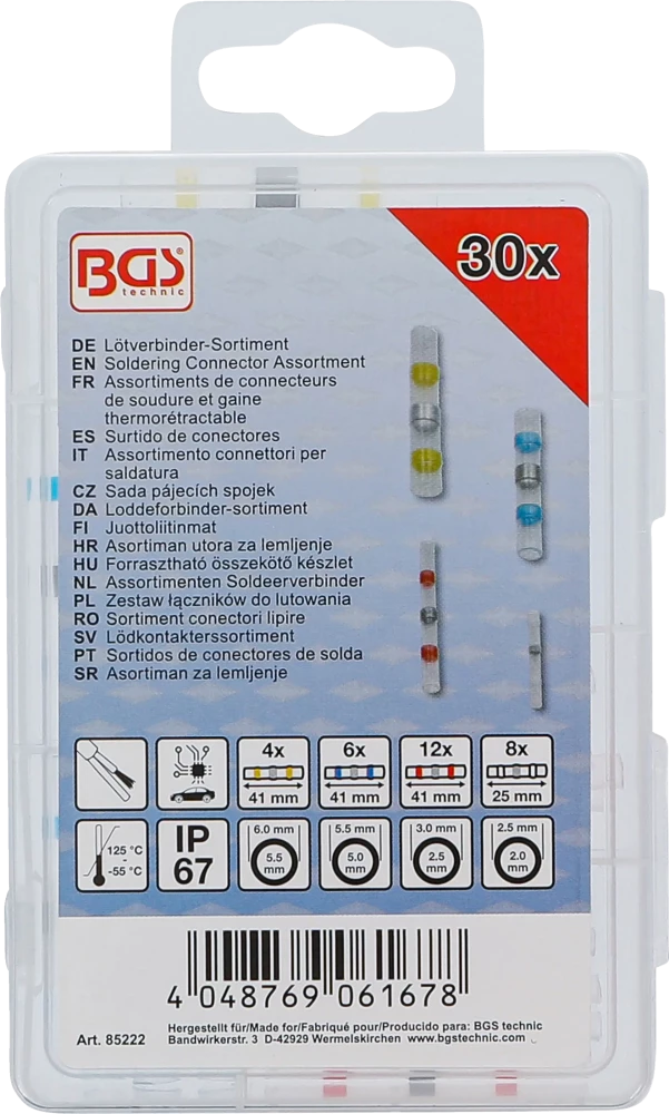 Forrasztható összekötő készlet | zsugorhüvellyel | 30 darabos