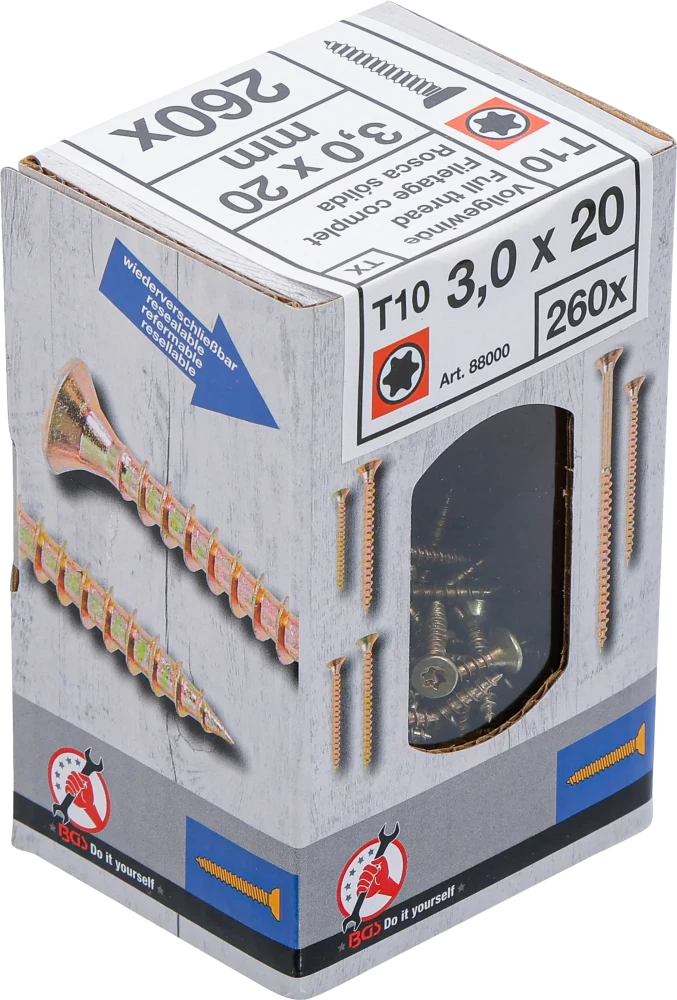 Univerzális csavarok | T-profil (Torx) T10 | 3,0 x 20 mm | 260 db