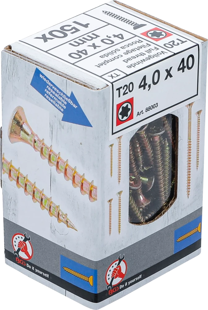 Univerzális csavarok | T-profil (Torx) T20 | 4,0 x 40 mm | 150 db
