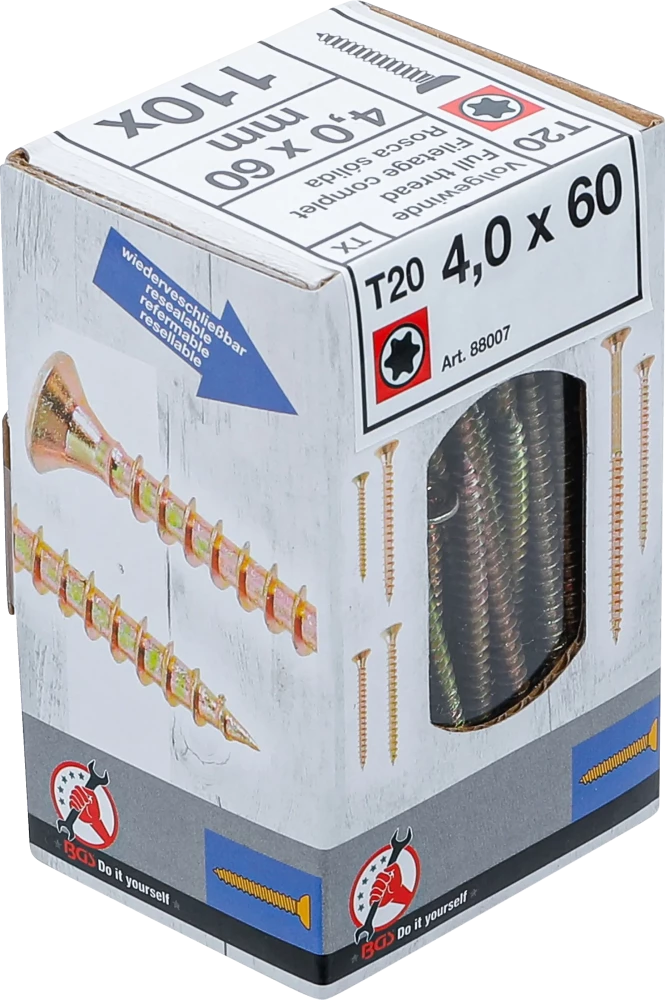 Univerzális csavarok | T-profil (Torx) T20 | 4,0 x 60 mm | 110 db