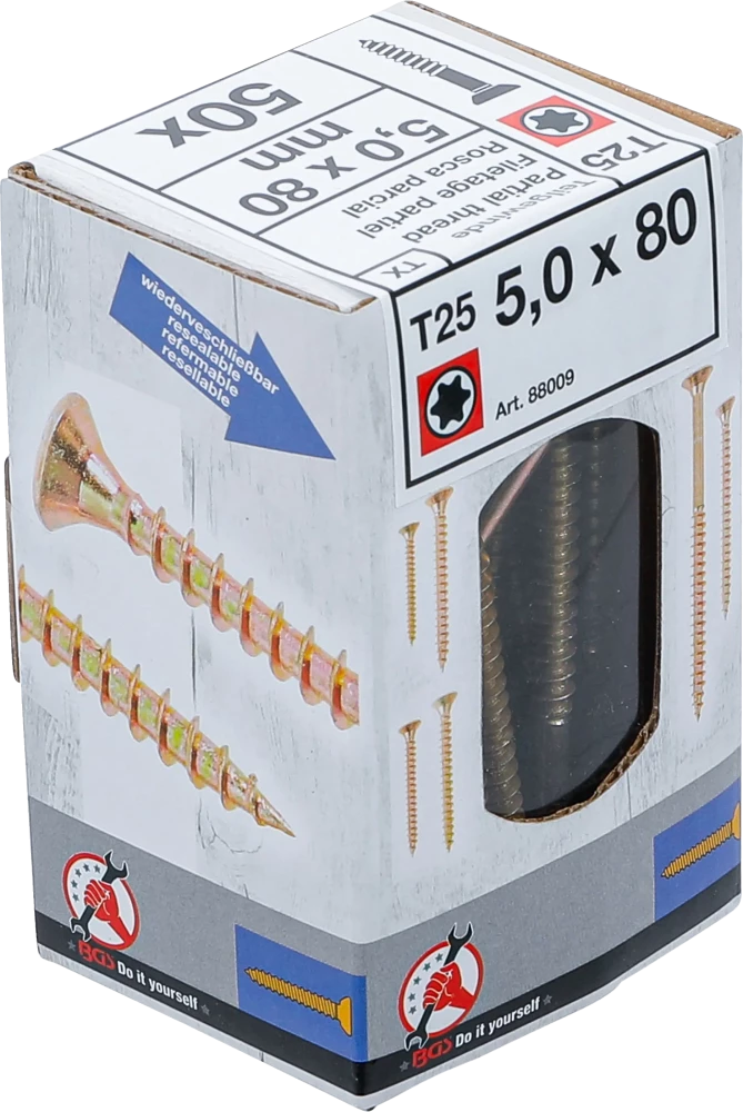 Univerzális csavarok | T-profil (Torx) T25 | 5,0 x 80 mm | 50 db