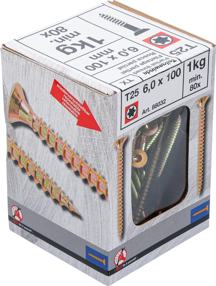Univerzális csavarok | T-profil (Torx) T25 | 6,0 x 100 mm  | 1 kg / 80 db