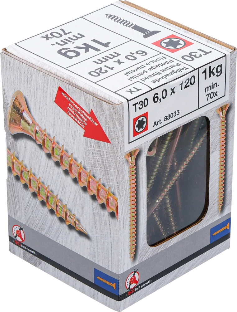 Univerzális csavarok | T-profil (Torx) T30 | 6,0 x 120 mm  | 1 kg / 70 db
