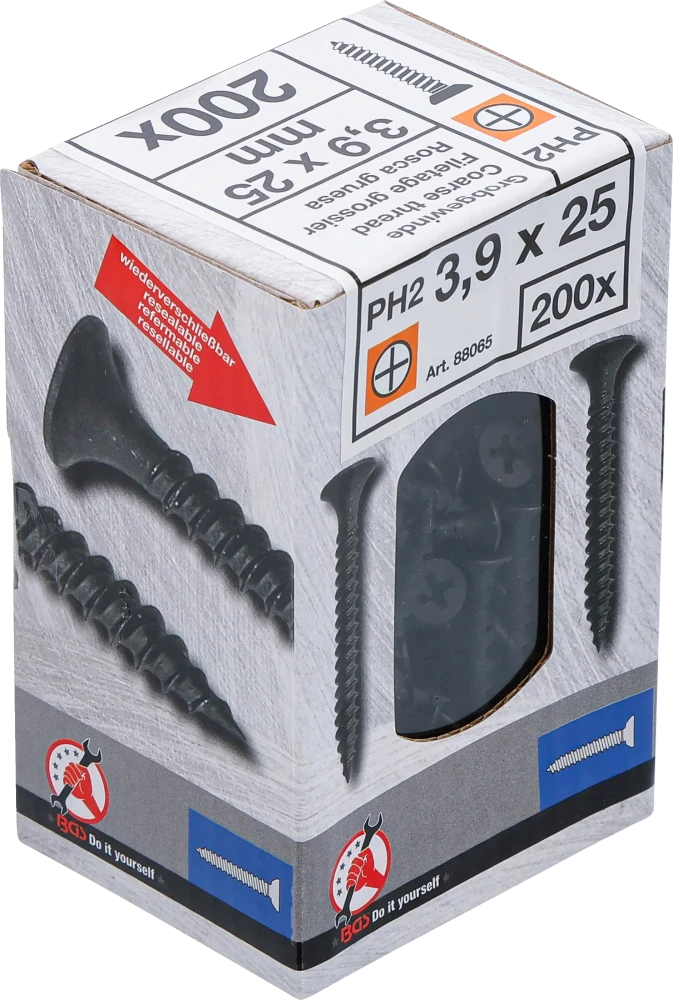Gipszkarton csavar | PH2 | durvamenet | 3,9 x 25 mm | 200 darab