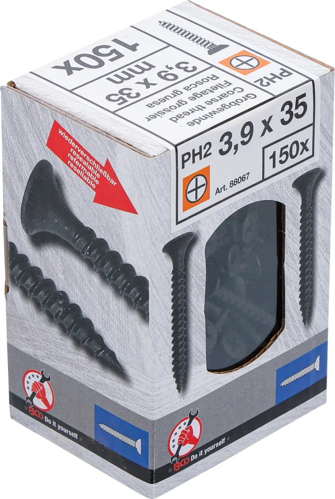 Gipszkarton csavar | PH2 | durvamenet | 3,9 x 35 mm | 150 darab