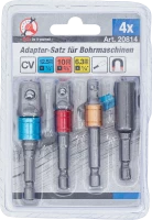 Adapterkészlet fúrógépekhez | színes | Külső hatszögletű kulcsnyílású hajtás 6,3 mm (1/4") | 6,3 mm (1/4"), 10 mm (3/8"), 12,5 mm (1/2"), Belső hatszögletű 6,3 mm (1/4") | 4 darabos
